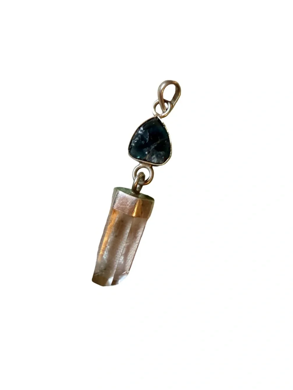 Blue tourmaline .925 Crystal Point Pendant Charm - Unbranded - Picture 3 of 3